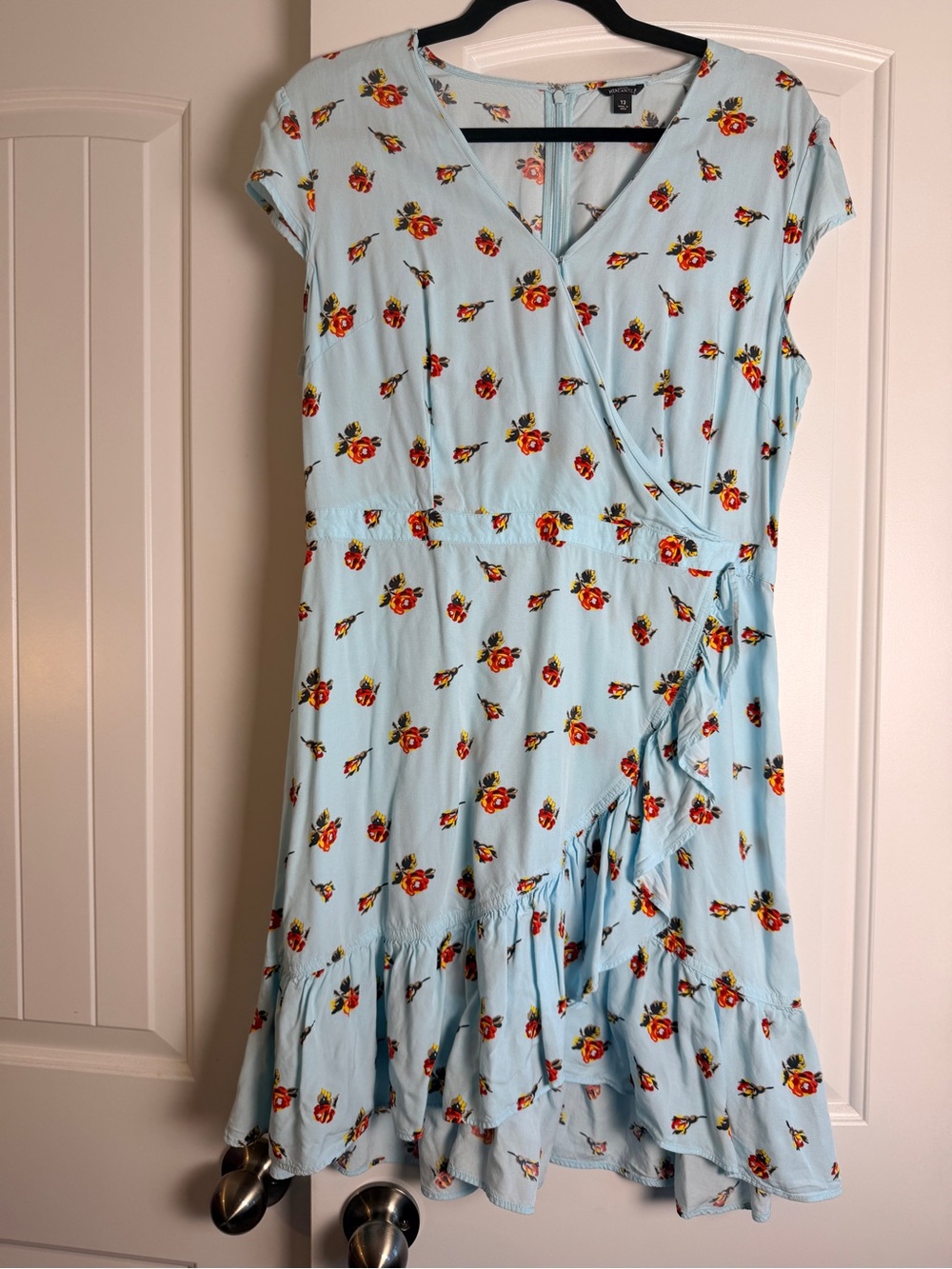 J. Crew Mercantile Light Blue Floral Wrap-Style Dress